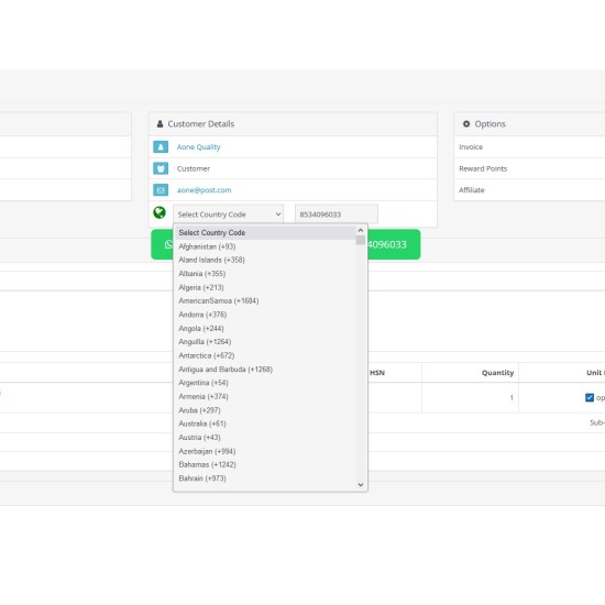 Country Code Pro with WhatsApp button for OpenCart3x
