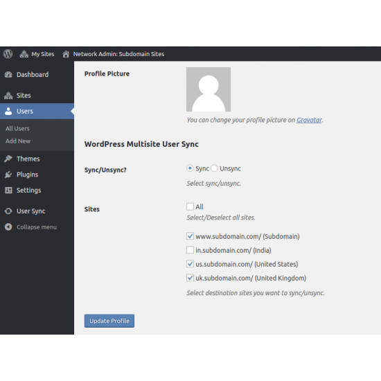 WordPress Multisite User Sync/Unsync